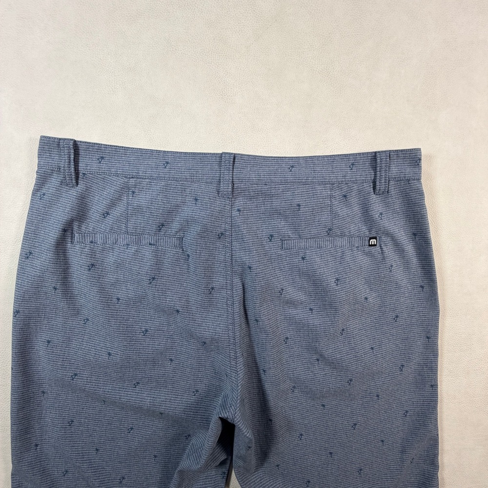 Travis Mathew Mens Blue Palm Tree Print Golf Shorts Size 36 Heathered Hybrid - Picture 12 of 12
